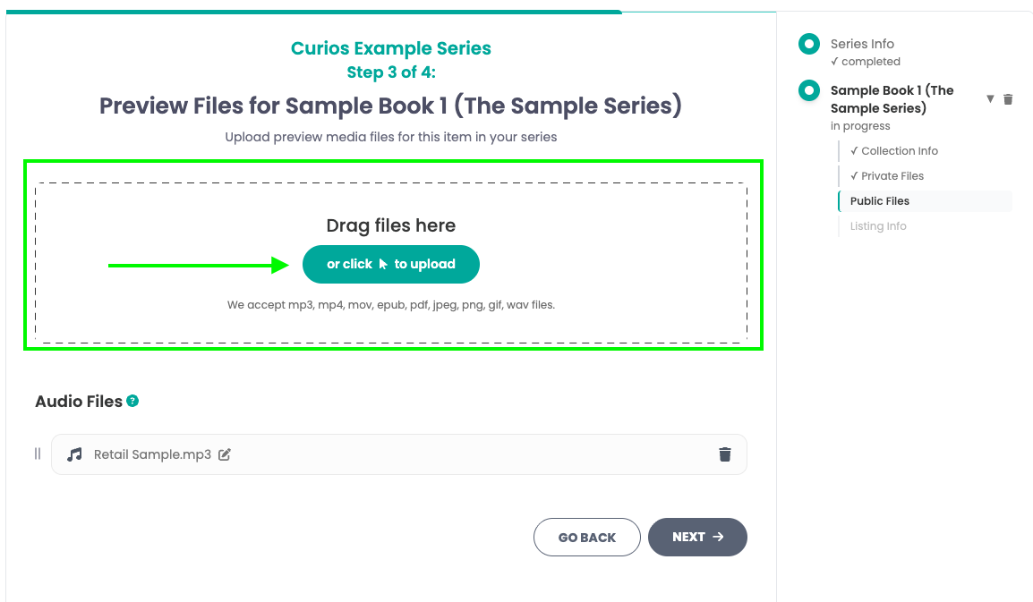 Upload preview files